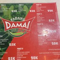 Menu  at Padang Vegan Damai in Yogyakarta