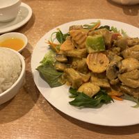 Satay ‘chicken’ - very tasty   at Tian Ci Vegan in Darlington