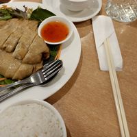 Crispy vegan chicken & rice at Tian Ci Vegan in Darlington