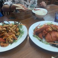 Vegan prawns and duck dishes  at Tian Ci Vegan in Darlington