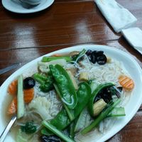 steam veggies on rice noodles at Tian Ci Vegan in Darlington