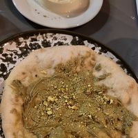 Panna cotta + Pistachio pizza at Plant Club in North London