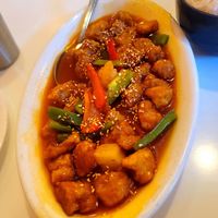 Sweet & sour soy chicken (current favorite) at Golden Lotus Vegan Restaurant in Oakland