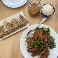 Vegan shrimp and mushu-mushu wrap  at Golden Lotus Vegan Restaurant in Oakland