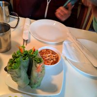 appetizer with peanut sauce was very tasty at Golden Lotus Vegan Restaurant in Oakland