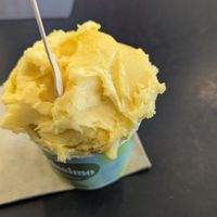 Medium cup with dark chocolate underneath mango at Gelatissimo in Adelaide