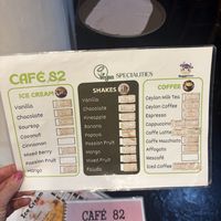 Separate vegan menu   at Cafe 82 in Galle