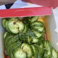 Cucumber spirals in a light dressing  at Dough Zone in Seattle