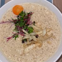 The Soy Dan-Dan noodles was so good and the vegetables hidden in the soup was a pleasant surprise! I also got the soy vanilla ice cream and it was so good. I highly recommended!! at M's Table in Yokohama