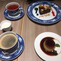 Desert and coffee/tea with soy milk at M's Table in Yokohama