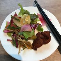 Salad and soymeat at M's Table in Yokohama