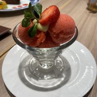 Strawberry sorbet  at M's Table in Yokohama