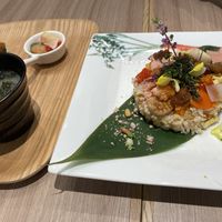 Vegan chirashi sushi and miso soup   at M's Table in Yokohama