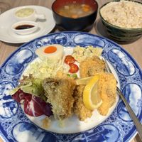 Fried oyster special set.   at M's Table in Yokohama