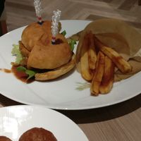 Burger and fries  at M's Table in Yokohama
