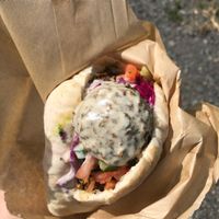 Falafel with tahini sauce at Island Pita - Food Truck in Kailua