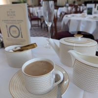 Of course with a cup of mylky tea at The Pump Room in Bath