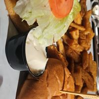 Plain Jane plant chicken sandwich w/ fries at Blondie's in Flint