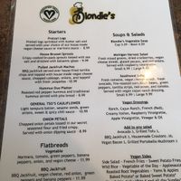 Brand new vegan menu. Spoiler alert, it’s two sided!  at Blondie's in Flint