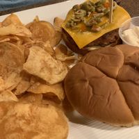 Build your own beyond burger with house made chips  at Blondie's in Flint