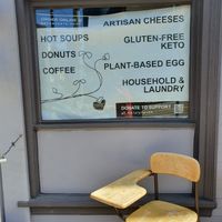 School desk to eat at 🙂 at Green Taste Vegan Goods in San Francisco