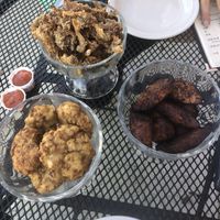 Cauliflower nuggets, calamari and sweet plantains 😍 at Juuuicy's Vegan Restaurant & Mama's Vegan Cocina in West Palm Beach