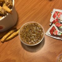 Vegan mustard sauce   at Nuburger in Winnipeg