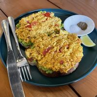 Scrambled tofu with avocado toast  at Hanoi Coffee Station in Hanoi