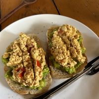 Scrambled Tofu and Avocado on toast   at Hanoi Coffee Station in Hanoi