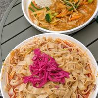 Vegan noodle salad and Veg Satay with Boiled Rice at Xian Street Food in Dublin