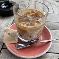 iced coffee with almond milk   at HI KO FI in Maribor