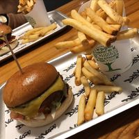 Classic Burger with regular fries  at Kibae (Formerly Plant Hustler) in Poole