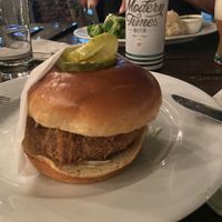 Vegan chicken burger and vegan beer   at Hugo's - West Hollywood in West Hollywood