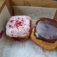Raspberry poptart and Boston creme at The Vegan Doughnut Company in Lakewood