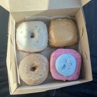 lemon lavender, pb&j, cotton n candy, and classic icing!  at The Vegan Doughnut Company in Lakewood