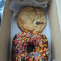Yeast donut and cookie at The Vegan Doughnut Company in Lakewood