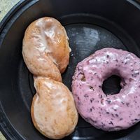 Twist and blueberry cake at The Vegan Doughnut Company in Lakewood