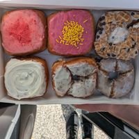 Strawberry cream, raspberry lemon, canolli, raspberry strudel, lemon lavender, old fashioned at The Vegan Doughnut Company in Lakewood