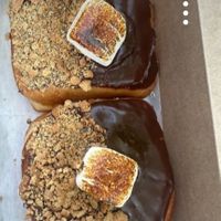 smores doughnut with marshmallow buttercream filling at The Vegan Doughnut Company in Lakewood
