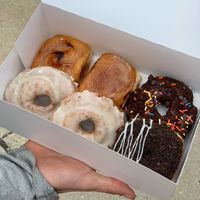 Creme brûlée, cosmic brownie, vanilla old fashion, Oreo blizzard  at The Vegan Doughnut Company in Lakewood