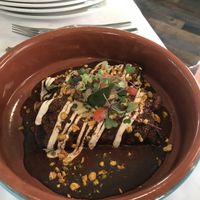 Blue corn enchiladas with mole sauce.  at Casa Terra in Glendale