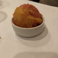 Strawberry, passion fruit, peach sorbet! Amazing! at Casa Terra in Glendale