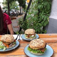 Left and Back: The Special Burger, Right: German Burger. All of them: really delicious! at LoveBurger in Berlin