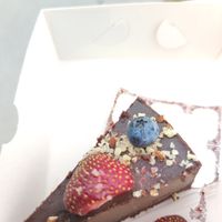 Chocolate gluten free and sugar free vegan dessert at VegB12 in Tallinn