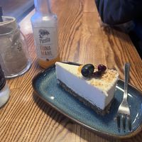 Cheese Cake + Apple Juice  at VegB12 in Tallinn