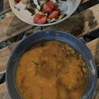 Soup of the day with mushroom salad at VegB12 in Tallinn