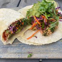 Avocado tacos-avocado fried in rice panko at SeaQuake Brewing in Crescent City