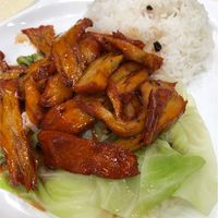 Vegetarian BBQ Pork (Char Siew) Rice  at Good Vegetarian Restaurant 上善素餐廳 in Hong Kong Island