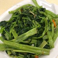 Wok-fried water spinach (Tung Choi) with preserved fermented tofu and fresh chilli  at Good Vegetarian Restaurant 上善素餐廳 in Hong Kong Island