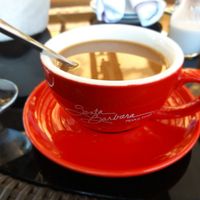 Coffee with almond drink at Root 246 in Solvang